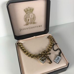 Juicy Couture pave heart banner chain necklace